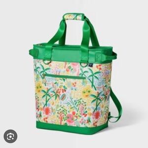 Roller Rabbit Insulated Backpack Cooler Tote Vacation Print Yellow Green NWT